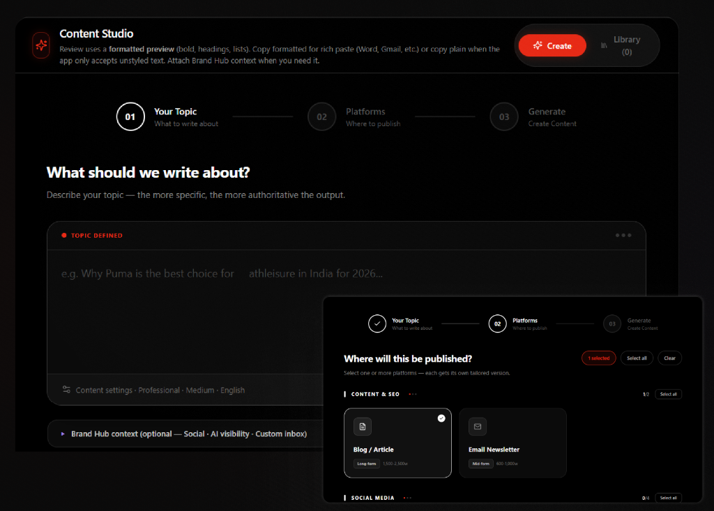 Content Studio Interface